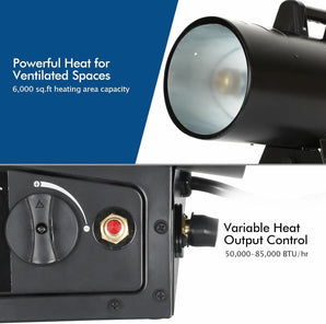 BILT HARD 85,000 BTU Forced Air Propane Heater, Adjustable Portable Liquid Propane Torpedo Heater, CSA Listed 