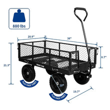 Load image into Gallery viewer, BILT HARD 880 lbs 10&quot; Flat Free Tires Steel Garden Cart with 180° Rotating Handle and Removable Sides, Heavy Duty 4 Cu.Ft Capacity Utility Garden Carts and Wagons 