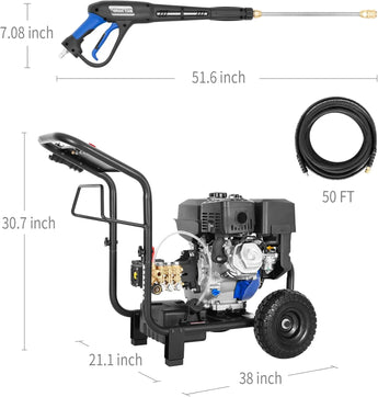 BILT HARD Commercial Pressure Washer, 4000 PSI 4.0 GPM Gas Power Washer Heavy Duty, 302cc Engine, Include Spray Gun and Wand, 5 QC Nozzle Tips, 50 Ft Hose with 3/8" Quick Connect 