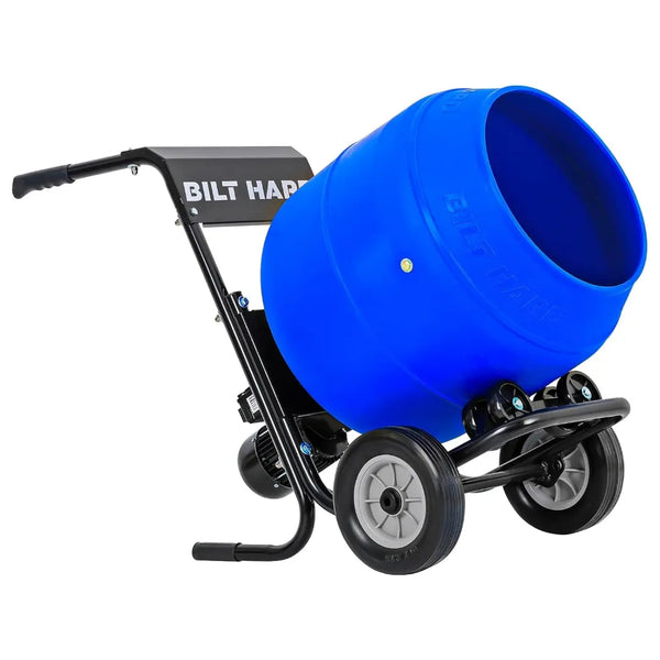 BILT HARD Electric Cement Mixer, 4 Cu.Ft. Poly Drum Concrete Mixer Heavy Duty, Portable Power Cement Mixing Tools for Stucco, Mortar, Fodder 