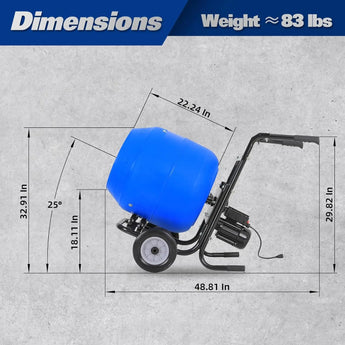 BILT HARD Electric Cement Mixer, 4 Cu.Ft. Poly Drum Concrete Mixer Heavy Duty, Portable Power Cement Mixing Tools for Stucco, Mortar, Fodder 
