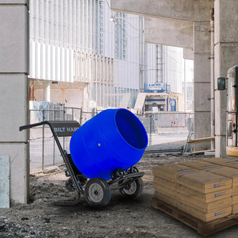 BILT HARD Electric Cement Mixer, 4 Cu.Ft. Poly Drum Concrete Mixer Heavy Duty, Portable Power Cement Mixing Tools for Stucco, Mortar, Fodder 
