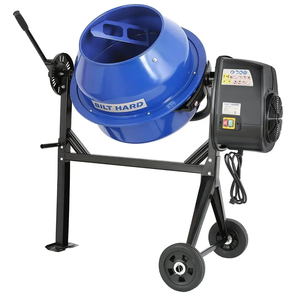 BILT HARD Electric Cement Mixer, 4 Cubic Ft. Portable Concrete Mixer Machine, Wheelbarrow Cement Mixing Tools for Stucco 