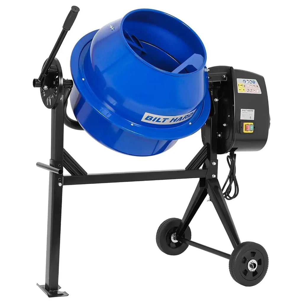 BILT HARD Electric Cement Mixer, 4 Cubic Ft. Portable Concrete Mixer Machine, Wheelbarrow Cement Mixing Tools for Stucco 