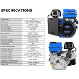 BILT HARD Gas Engine 79cc 2 HP, Gas Motor for Log Splitter, Pressure Washer and Water Pump, EPA & CARB Certified, 4 Stroke OHV Horizontal Shaft with Recoil Start 