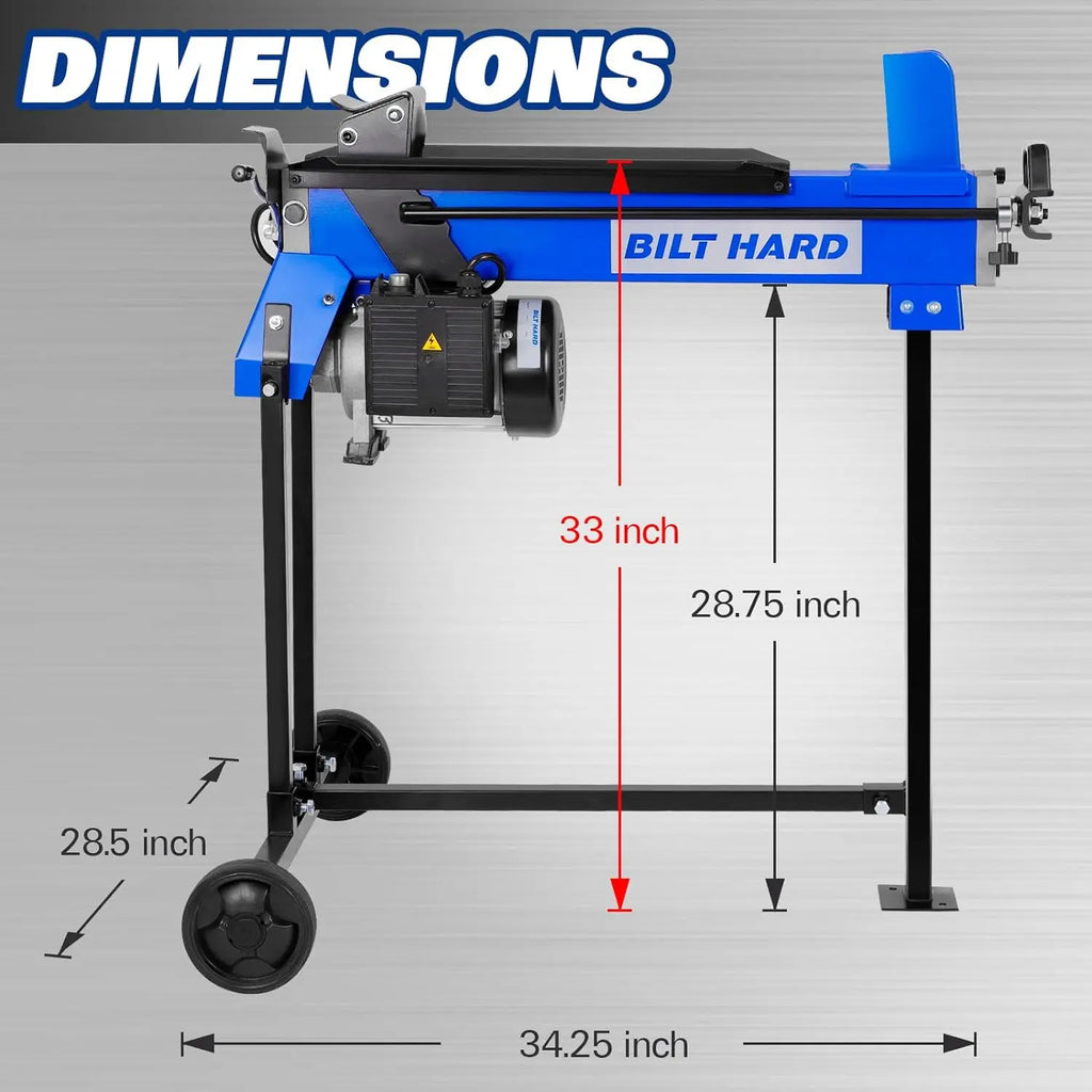 BILT HARD Log Splitter 6.5 Ton with Stand, Wood Electric Powered, Hydraulic Ram, Firewood Splitting Machine Black Stand Wood Splitter 