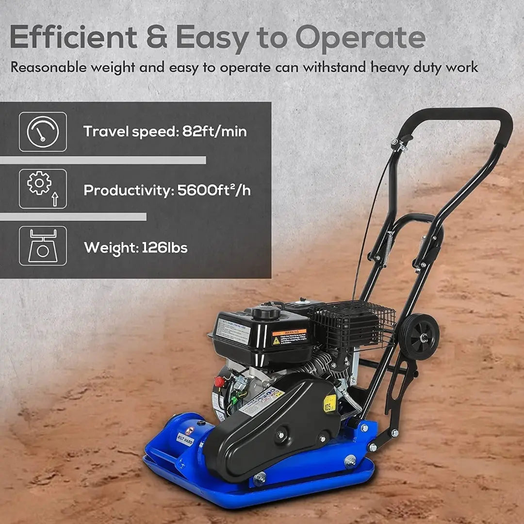 BILT HARD 6.5HP Plate Compactor – 2500 lbs Force, 10