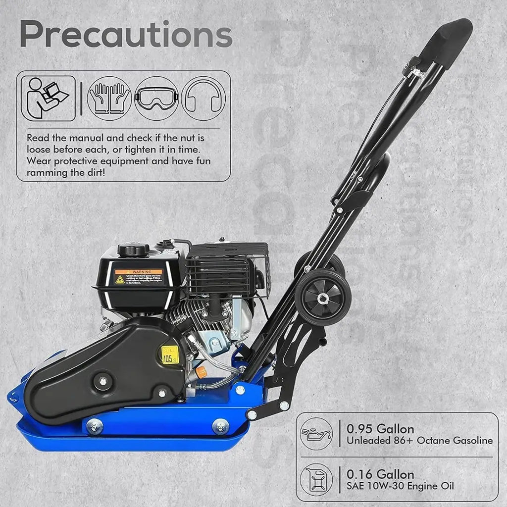 BILT HARD Plate Compactor 2500-Pound, 21 x 14.5 inch Plate, 6.5HP 196cc Gasoline Engine 5500 BPM, Jumping Jack Tamper for Paving Landscaping Sidewalk Patio 