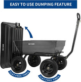 BILT HARD Poly Garden Dump Cart 1200 lbs with No Flat Tires, Quick Release, 2-in-1 Convertible Handle, 7 Cu Ft Dump Wagon Heavy Duty for Yard, Outdoor 