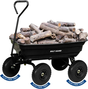 BILT HARD Poly Garden Dump Cart 600 lbs with No Flat Tires, Quick Release, 4 Cu Ft Dump Wagon Heavy Duty for Yard, Outdoor 