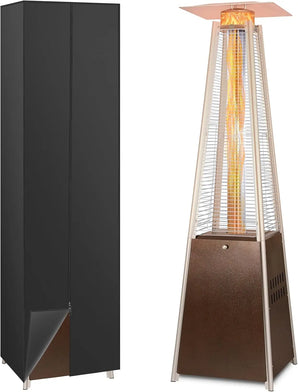 BILT HARD Pyramid Patio Heater, 48,000 BTU Outdoor Patio Heater with Wheels and Cover,Triple Protection System, Quartz Glass Tube Propane Heater for Commercial & Residential, Brown 