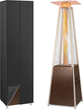 BILT HARD Pyramid Patio Heater, 48,000 BTU Outdoor Patio Heater with Wheels and Cover,Triple Protection System, Quartz Glass Tube Propane Heater for Commercial & Residential, Brown 