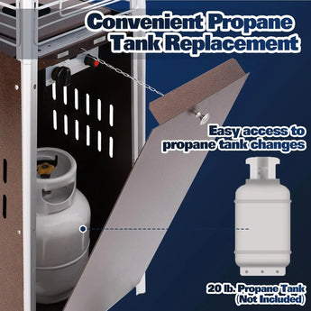 BILT HARD Pyramid Patio Heater, 48,000 BTU Outdoor Patio Heater with Wheels and Cover,Triple Protection System, Quartz Glass Tube Propane Heater for Commercial & Residential, Brown 