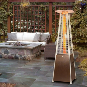 BILT HARD Pyramid Patio Heater, 48,000 BTU Outdoor Patio Heater with Wheels and Cover,Triple Protection System, Quartz Glass Tube Propane Heater for Commercial & Residential, Brown 