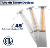 BILT HARD Pyramid Patio Heater, 48,000 BTU Outdoor Patio Heater with Wheels and Cover,Triple Protection System, Quartz Glass Tube Propane Heater for Commercial & Residential, Silver Grey 