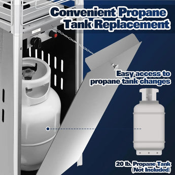 BILT HARD Pyramid Patio Heater, 48,000 BTU Outdoor Patio Heater with Wheels and Cover,Triple Protection System, Quartz Glass Tube Propane Heater for Commercial & Residential, Silver Grey 