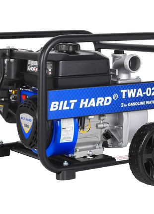 BILT HARD Semi Trash Pump 2 inch, 158 GPM 6.5HP Gas Powered Water Pump 196cc, Fitted with Handle and Wheels 