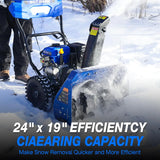 BILT HARD Snow Blower Gas Powered, 24 Inch 2-Stage Self-Propelled 212cc Engine with Electric Start, LED Headlight, 13" Snow Terrain Tires 
