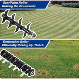 Electric-Powered Dethatcher Scarifier with 12 Amp Copper Motor, 13-inch Raking Width, 8-Gallon Thatch Bag. 2-in-1 Walk-Behind Thatch Removing Machine 