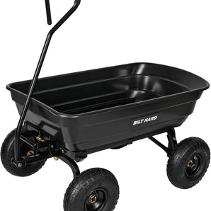 BILT HARD 600 lbs Poly Garden Dump Cart with 180° Rotating Handle, 4 Cu.Ft. Capacity Heavy Duty Garden Carts with No Flat Tires for Yard, Outdoor