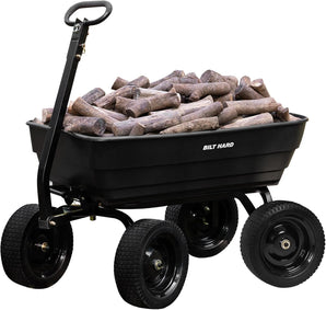 BILT HARD 1200 lbs 7 Cu Ft Poly Garden Dump Cart with 2-in-1 Convertible Handle, No Flat Tires, Quick Release, Dump Wagon Heavy Duty for Yard, Outdoor