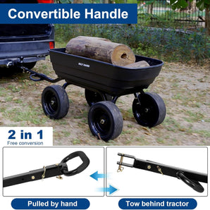BILT HARD 1200 lbs 7 Cu Ft Poly Garden Dump Cart with 2-in-1 Convertible Handle, No Flat Tires, Quick Release, Dump Wagon Heavy Duty for Yard, Outdoor