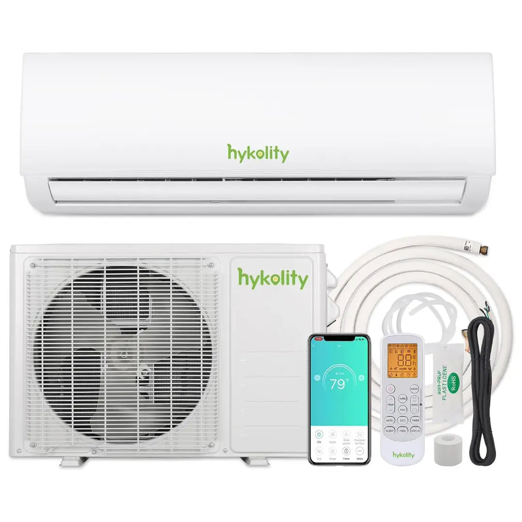 HYKOLITY Wifi Enabled 12,000 BTU Mini Split Air Conditioner & Heater, 19 SEER2 115V Split AC Unit Ductless Inverter System with Heat Pump, Installation Kits - Cools Rooms up to 750 Sq.Ft 