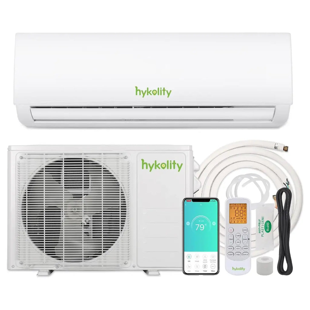 HYKOLITY Wifi Enabled 18,000 BTU Mini Split Air Conditioner & Heater, 19 SEER2 230V Split AC Unit Ductless Inverter System with Heat Pump, Installation Kits - Cools Rooms up to 1250 Sq.Ft 