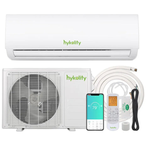 HYKOLITY Wifi Enabled 9,000 BTU Mini Split Air Conditioner & Heater, 19 SEER2 115V Split AC Unit Ductless Inverter System with Heat Pump, Installation Kits - Cools Rooms up to 450 Sq.Ft 