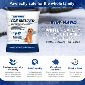 BILT HARD Snow Melter 2 Pack, Non-Staining Melt, 20 Lb Bag - Pet Friendly Ice & Snow Melter for Concrete & Metals, Sidewalk & Outdoor Spaces, Fast-Acting Ice Remover, Effective Up to -13°