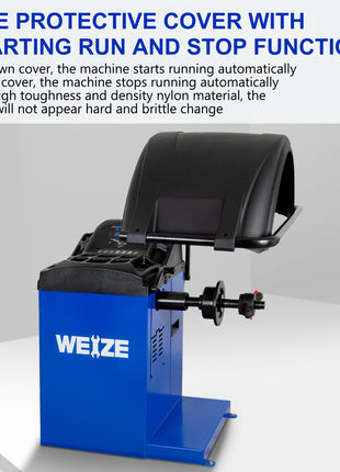 WEIZE Heavy Duty Wheel Balancer Tire Balancers Machine with Protective Cover