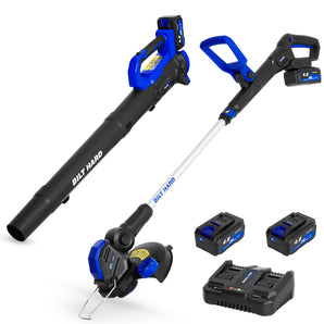 BILT HARD 12'' 20V  Electric Cordless String Trimmer Edger and Leaf Blower Combo Set with 2 x 4.0Ah Batteries and Dual Charger