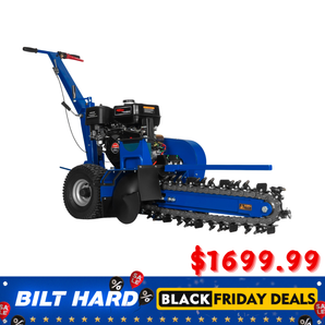 24-Inch Walk-Behind Trencher – 15HP 420cc Ducar Gas Engine, Electric Start, Includes 8 Replacement Teeth