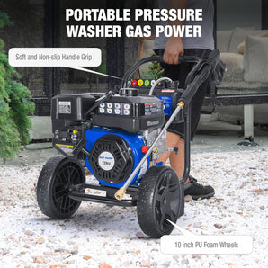 BILT HARD 3500 PSI 2.5 GPM Gas Power Pressure Washer, 224cc 4-Cycle Engine, Heavy Duty Gas Pressure Washer with Spray Gun and Wand, 5 Quick Connect Nozzle Tips, 3/5"×25' Hose, 49-State