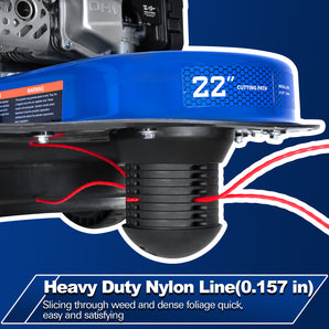 BILT HARD 22'' Walk-Behind Wheeled String Trimmer Mower, 170cc 4-Cycle Gas Engine, Self-Propelled Brush Cutter & Weed Eater with 10'' Flat-Free Wheels