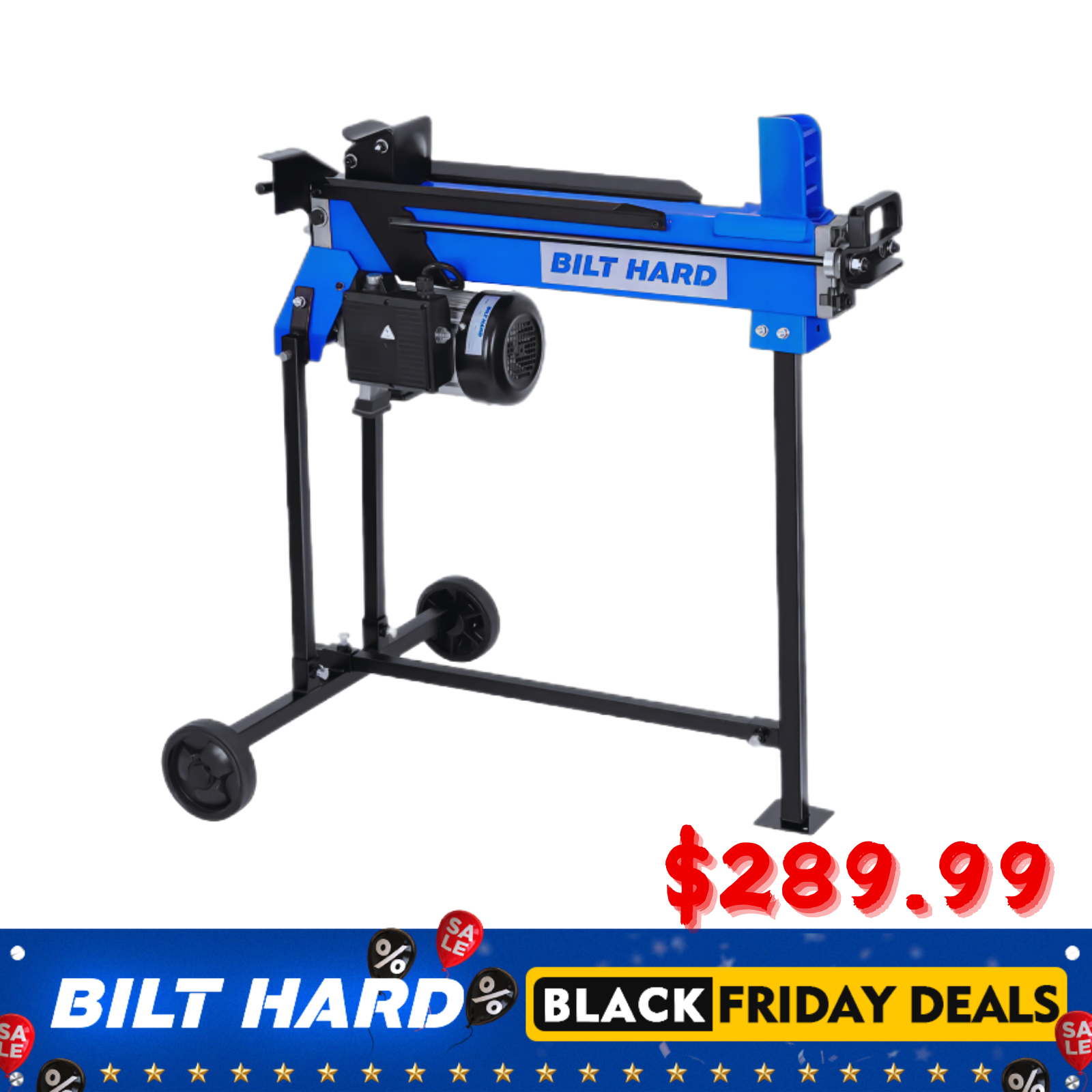 BILT HARD 6.5-Ton Electric Hydraulic Log Splitter with Stand – 15Amp Motor, Splits Logs up to 20.5