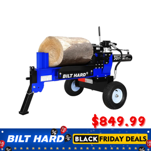LOG-X Series 20-Ton Gas Log Splitter: 7hp 209cc OHV Engine, 19" Stroke