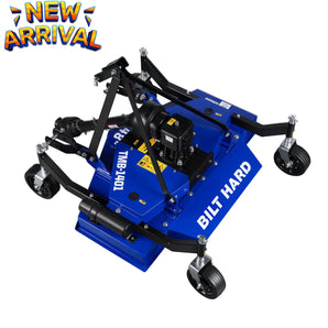 BILT HARD 48” 3 Point PTO Finish Mower – 15-45HP Tractor, Category 1 Hitch, Adjustable Cutting Height 0.4”-4”, 4-Wheel Design