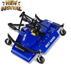 BILT HARD 72" 3-Point PTO Finish Mower – 15-45HP Tractors, Category 1 Hitch, Adjustable 0.4"-4" Cutting Height, 4-Wheel Floating Deck, Cast Iron Gearbox, Rear Discharge