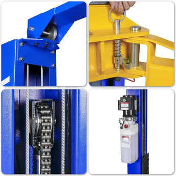 10,000 lbs two-post car lift with dual-point release and overhead design for auto and truck repair shops