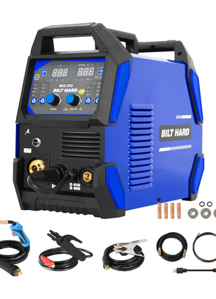 BILT HARD 200A MIG Welder, MIG/Flux Core MIG/Lift TIG/Stick 4-in-1 Welding Machine w/IGBT Inverter, 110V/220V Multi-Process Welder with Screen Display