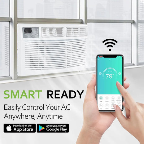 WiFi Enabled 10,000 BTU Window Air Conditioner, Smart Window AC Unit with Remote, Energy Saving, Easy Install Kit, Cools up to 450 Square Feet 