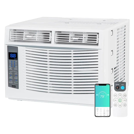 WiFi Enabled 6,000 BTU Window Air Conditioner, Smart Window AC Unit with Remote, Energy Saving, Easy Install Kit, Cools up to 250 Square Feet 