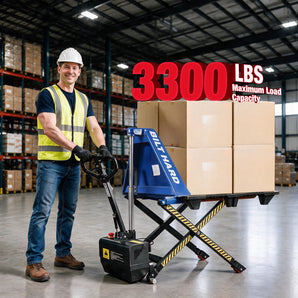 BILT HARD 3,300-Lb Semi-Electric High-Lift Pallet Jack, 31.5-Inch Lift Height