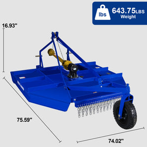 BILT HARD 6ft Heavy-Duty PTO Rotary Cutter with Slip Clutch (30-75 HP)