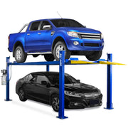 BILT HARD 8500-pound four-post car lift with vehicles