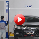 11,000 lbs two-post automotive lift with 220V 3HP motor and dual-point lock release