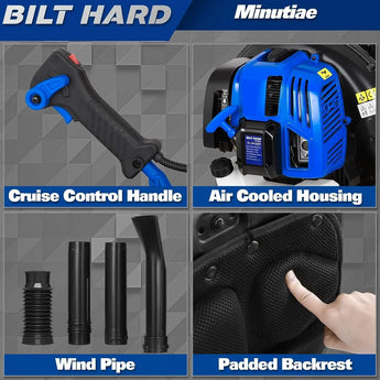 BILT HARD Backpack Leaf Blower, 636 CFM 52cc Blowers for Lawn Care 2.16 HP, 174 MPH Portable Leaf Blower Gas Powered 