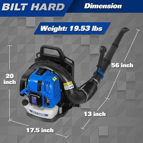 BILT HARD Backpack Leaf Blower, 636 CFM 52cc Blowers for Lawn Care 2.16 HP, 174 MPH Portable Leaf Blower Gas Powered 