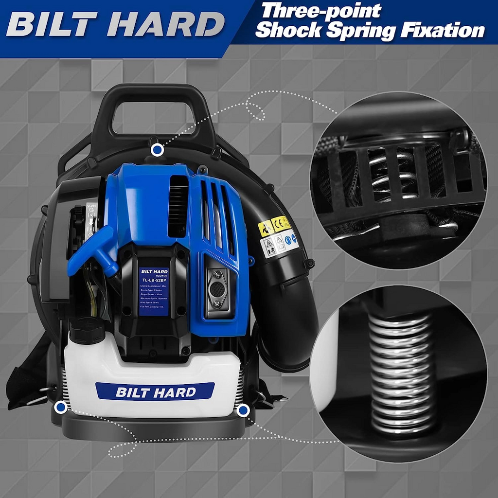 BILT HARD Backpack Leaf Blower, 636 CFM 52cc Blowers for Lawn Care 2.16 HP, 174 MPH Portable Leaf Blower Gas Powered 